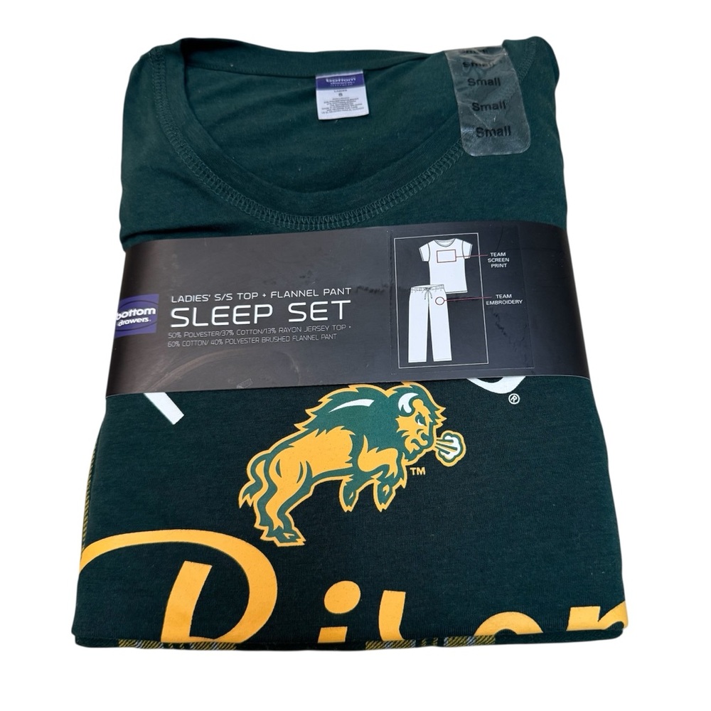 Bottom Drawers North Dakota State Bison Women’s Flannel Sleep Set Size Small New